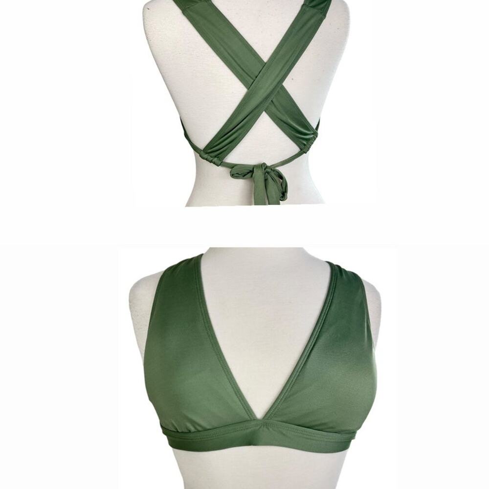 Mossimo Olive Green Bikini Top Criss Cross Swimsuit Bathing Suit Bikini Size M